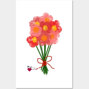 Pink Flower Bouquet for Valentines Day Posters and Art